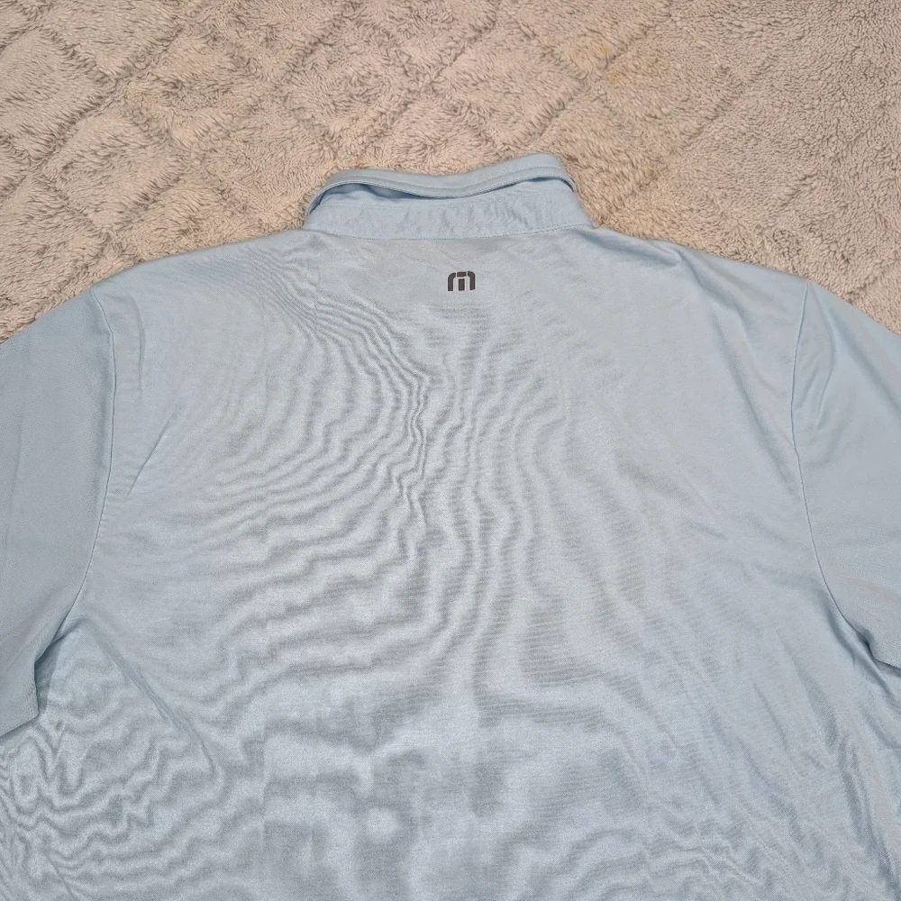 Travis Mathew Shirt Mens XXL Blue Light Kalama Cove Golf Polo Casual Cotton